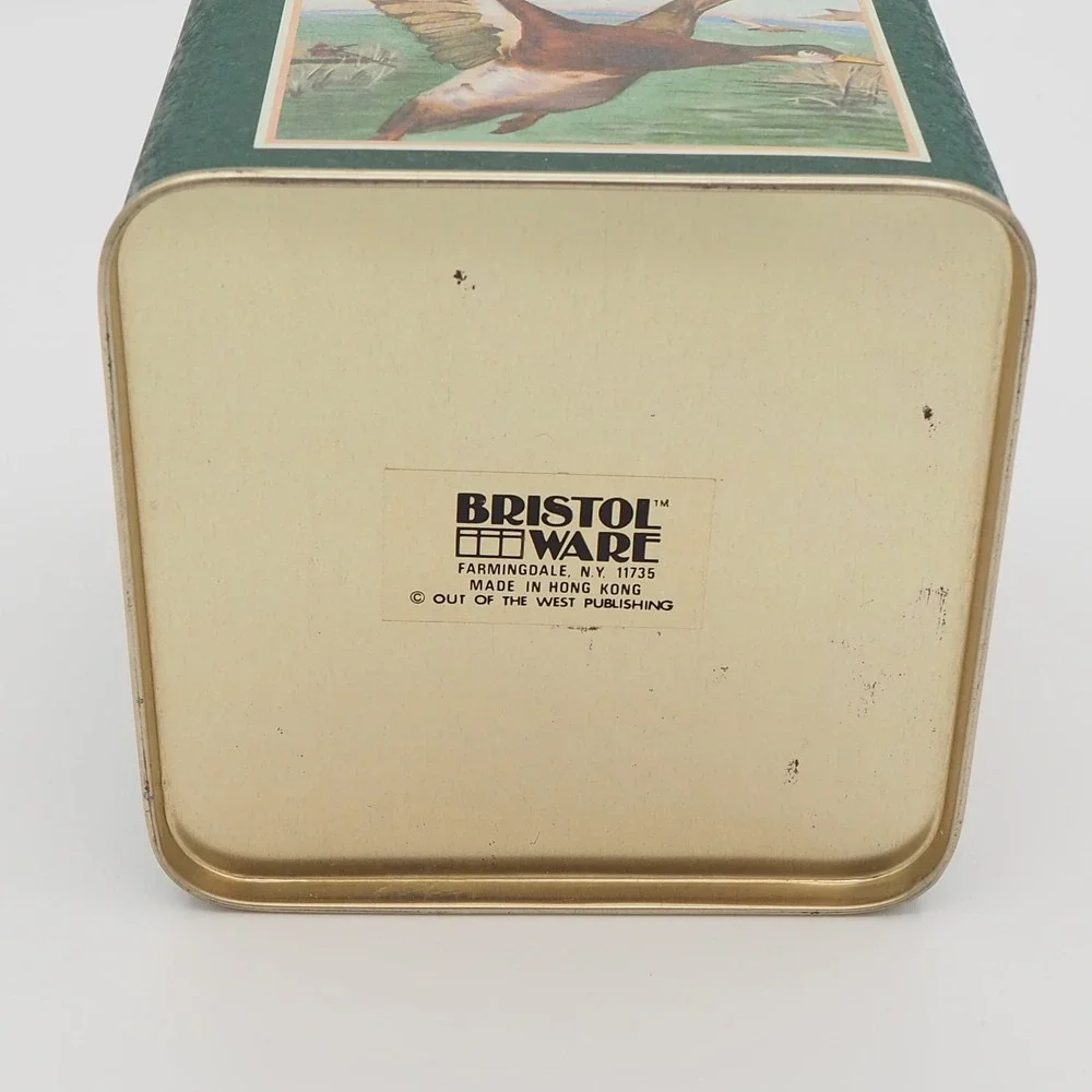 Vintage Metal Tin Box Mallard Stag Jack Rabbit Retro Keepsake Container Rustic